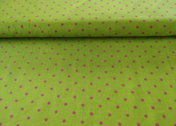 corduroy with Dots green pink